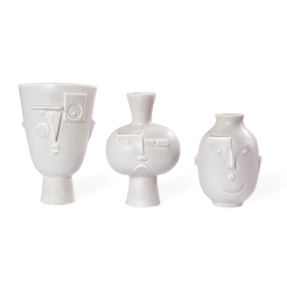 Jonathan Adler Large Cubist Face Metropolis Porcelain w/Sheer Stone Glaze Vase - Picture 10 of 11